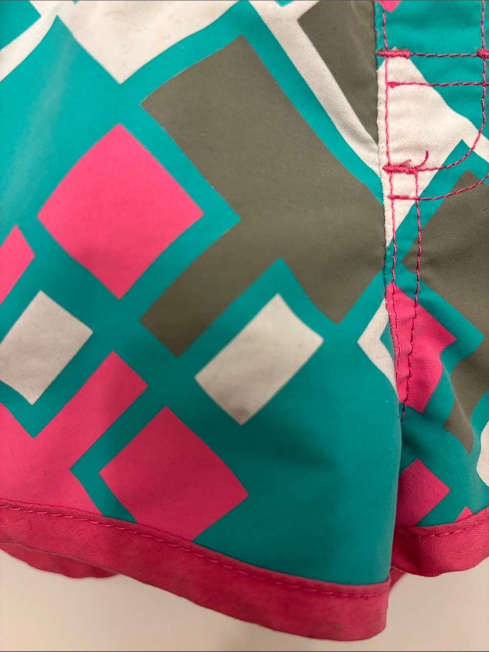 🌟4 for $20 Women’s Pink & Teal Geo Print Micro Board Shorts - Picture 5 of 6